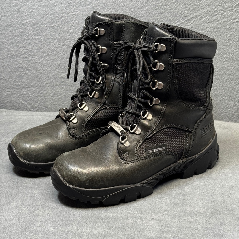 Bates E47104 Waterproof Tactical Boots Side Zip Vibram Sole Black Mens Size 7.5